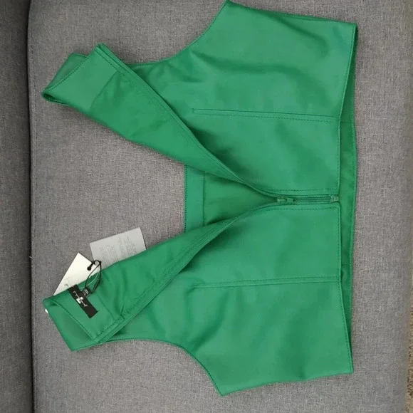 7 for All Mankind Faux Leather Crop Top L - Picture 2 of 5